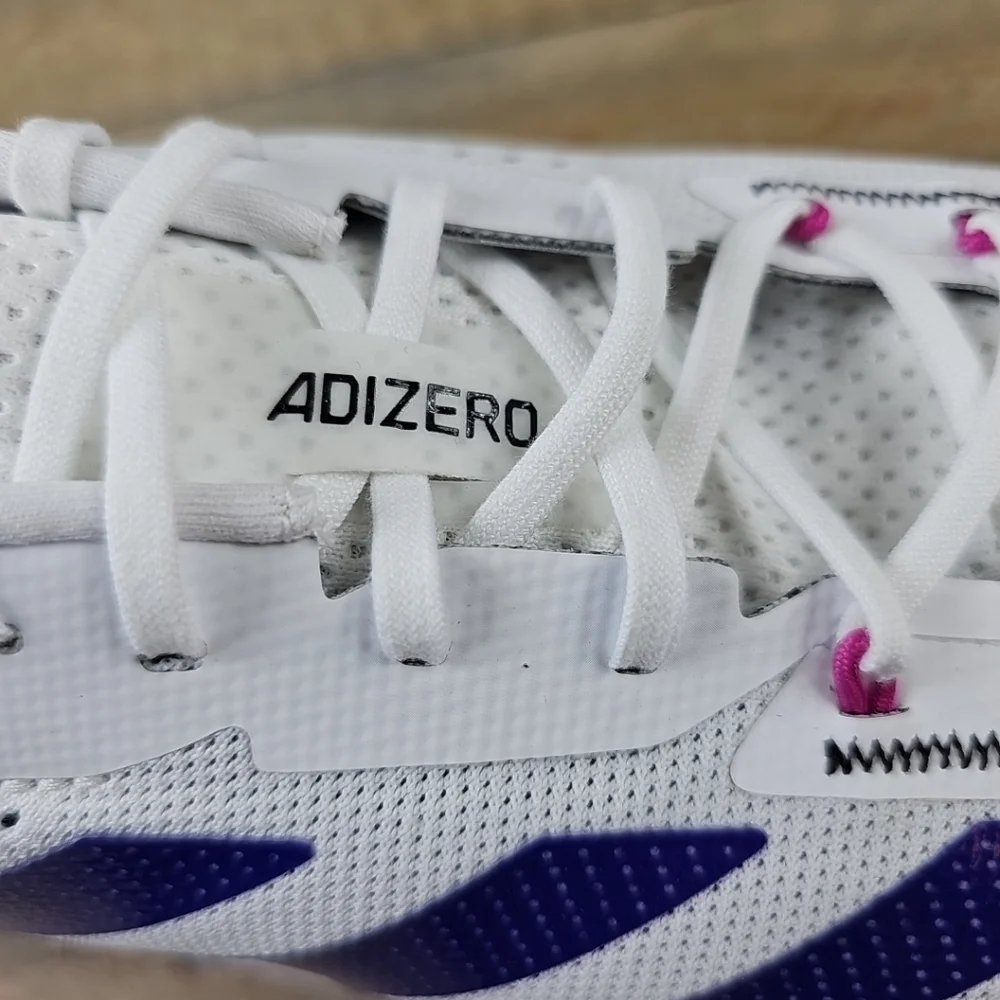 adidas Adizero SL Men's Running Shoes White/Lucid Blue/Fuschia - Picture 8 of 12